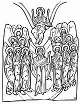 Ascension Coloring Orthodox Apostles Teacher Byzantine Clipground Oca sketch template