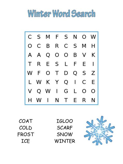 winter word search  coloring pages  kids