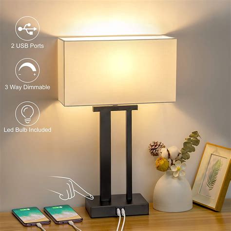 boncoo bedside touch lamp   dimmable nightstand lamp   usb charging ports modern side