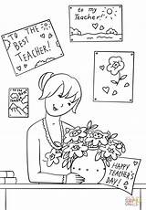 Coloring Happy Pages Teachers Teacher Drawing Printable Puzzle sketch template