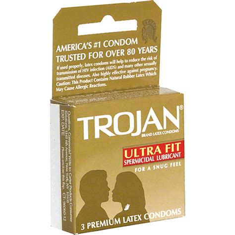 Trojan Premium Latex Condoms Ultra Fit For A Snug Feel Spermicidal