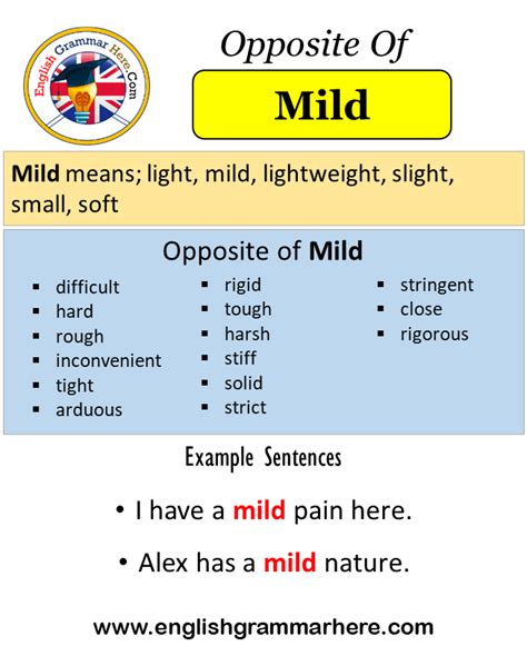 mild antonyms  mild meaning   sentences english grammar