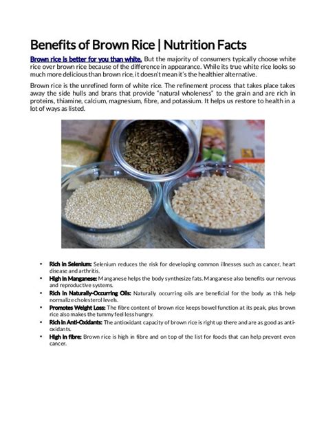 benefits of brown rice nutrition facts