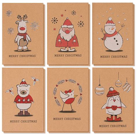 36 Pack Merry Christmas Holiday Greeting Cards Bulk Box Set Winter