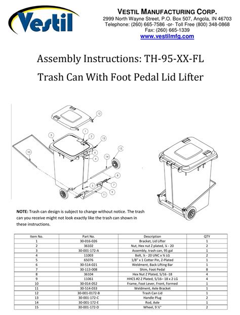 Vestil Th 95 Xx Fl Assembly Instructions Pdf Download Manualslib