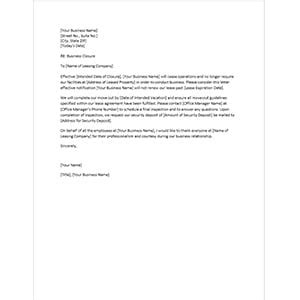 sample business closure letter  landlord wolters kluwer