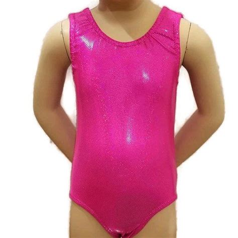 2t Gymnastics Leotard Girls Hot Pink Sparkle Hologram