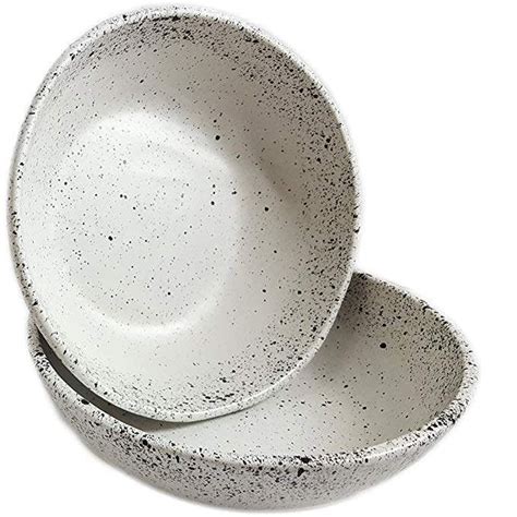 roro white ceramic stoneware hand crafted bowl set with black speckled