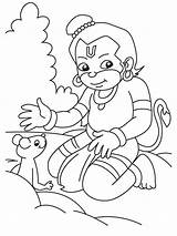 Coloring Hanumana Playing sketch template