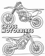 Motorbikes Cross Coloring Print sketch template