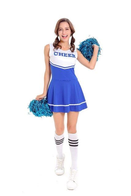 Vendita Calda Blu Sexy Di Alta Scuola Cheerleader Costume Cheer Ragazze
