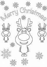 Christmas Merry Coloring Pages Cards Card Reindeer Cartoon Color Reindeers Printable Kids Holidays Online Print Drawing Coloringpagesonly sketch template