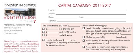 church capital campaign pledge card samples  church pledge card