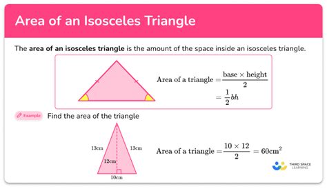 area  isosceles triangle math steps examples questions