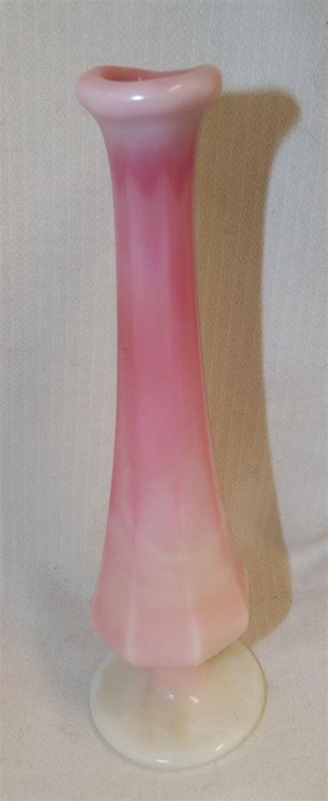 Fenton Glass Pink And White Bud Vase