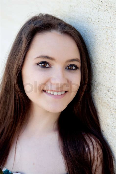 Spanish Brunette Girl With Long Hair Stock Image Colourbox