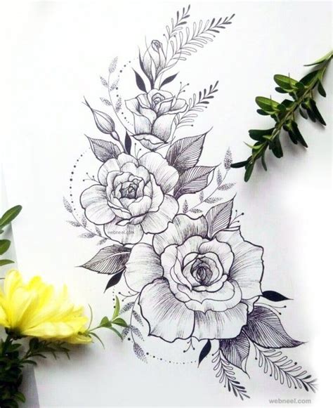 drawing  flowers  paper    green leaves  yellow