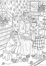 Coloring Knitting Adult Pages Grandma Sheets Adults Printable Para Colorir Book Etsy Favoreads Kids Colorear Dibujos Adultos Designs Páginas Casa sketch template