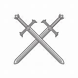 Swords Crossed Two Vector Ancient Line Clip Royalty Illustrations Similar Top sketch template