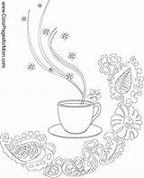 Coloring Coffee Pages Cup Adult Adults Tea Printable Colorpagesformom Color Bean Wine Drawing Template Doodle Getdrawings Books Print Sheets Embroidery sketch template