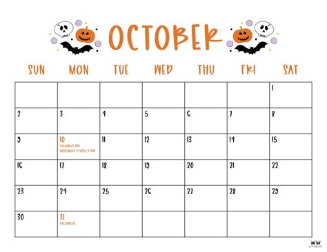 cute october printable calendar  calendar printable