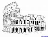 Colosseum Drawing Rome Famous Architecture Draw Landmarks Places Roman Sketch Drawings Buildings Building Dragoart Step sketch template