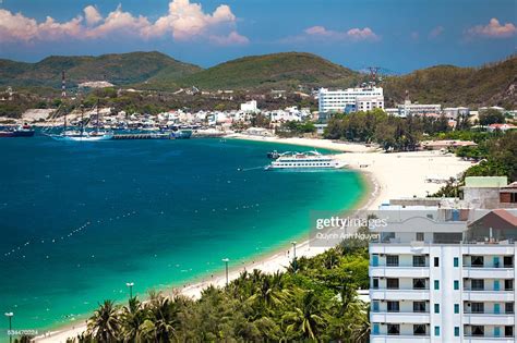 Vietnam Aerial View Of The Beach Front Of Nha Trang City High Res Stock