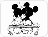 Mickey Minnie Coloring Mouse Pages Disneyclips Sitting Bench sketch template