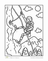 Climbing Mountain Coloring Sheet Pages Worksheet Sheets Rock Activities Worksheets Bergsteiger Clipart Climber Klettern Malvorlagen Kinder Color Education Mind Mountains sketch template