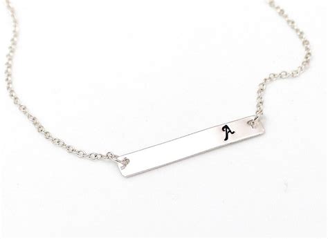 personalized sterling silver bar necklace pendant necklace etsy