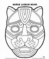 Mayan Mask Coloring Pages Masks Template Jaguar Aztec Mexican Maya Calendar Drawing Printable Colouring Symbols Kids African Tikal Color Temple sketch template