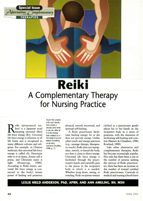 Reiki A Complementary Therapy For Nursing Practice Journal Of