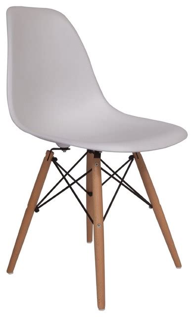 molded plastic side chair wood leg base white shell
