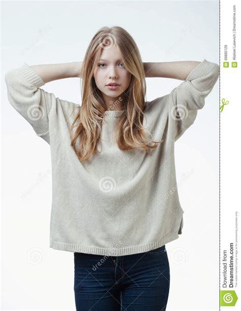 beautiful blond teen girl portrait stock image image of