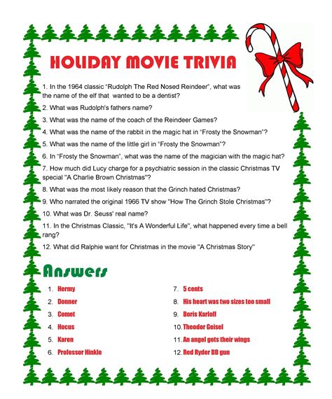 holiday trivia worksheets