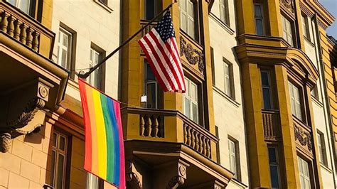 diplomatic row as usa embassy in moscow flies the flag daily lgbt