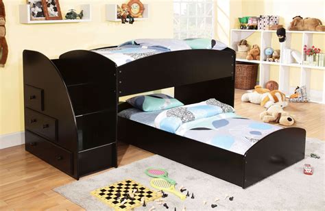 merritt black twin over twin bunk bed from furniture of america cm