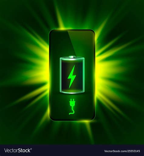 discharged  fully charged battery phone green vector image ad