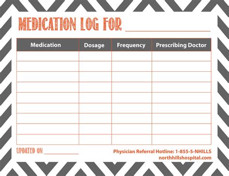 printable medication log  printable logs  planners