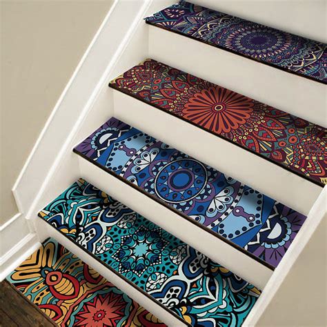 7pcs stair riser staircase stickers mural vinyl wall tiles decals self