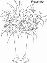 Coloring Flower Pot Flowers Drawings Pages Line Vases Printable Popular Thinking Pots sketch template