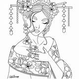 Coloring Colouring Pages Adult Instagram Printable Asian Book Culture Color Sheets People Adults Cute Asia Books Girl Oriental Therapy Choose sketch template