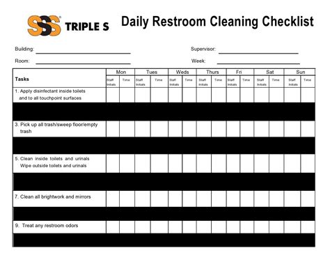 printable bathroom cleaning checklist template francesco printable