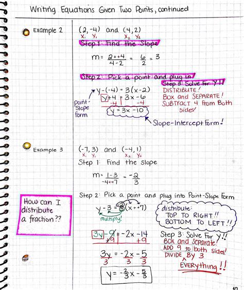 write  equation     points worksheet answer key