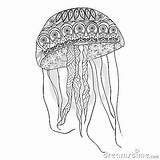 Jellyfish Zentangle Coloring sketch template