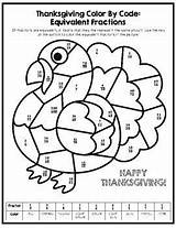 Fractions Thanksgiving Color Equivalent Number Choose Board Code sketch template