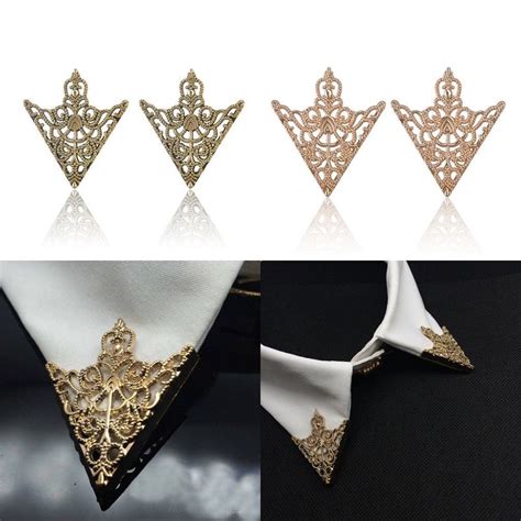 fashion brooch 2pcs hollow silver gold shirt suit collar neck tip