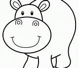Hippo Drawing Simple Cartoon Hippopotamus Vector Getdrawings sketch template