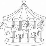 Carousel Line Carnival Clip Coloring Sweetclipart sketch template