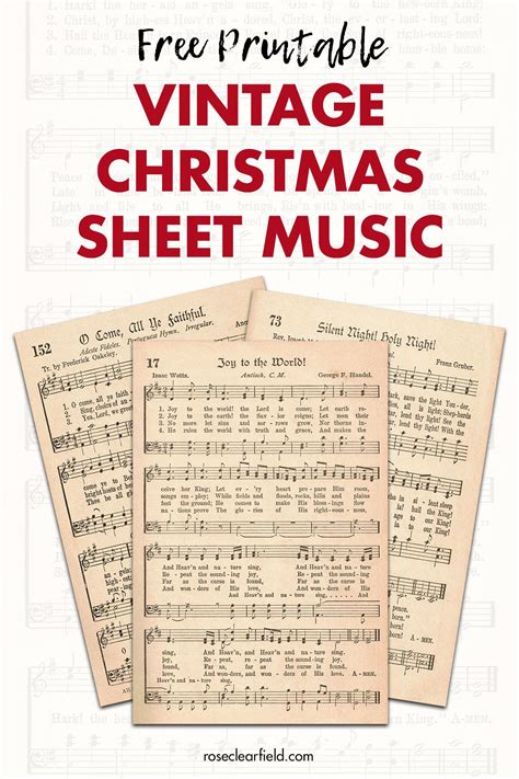 collection    printable vintage christmas sheet  hymns